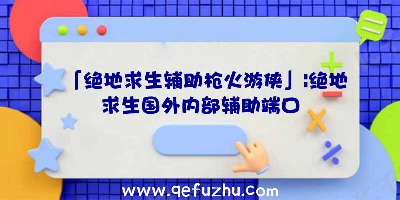 「绝地求生辅助枪火游侠」|绝地求生国外内部辅助端口